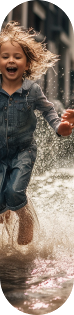 Child running in water